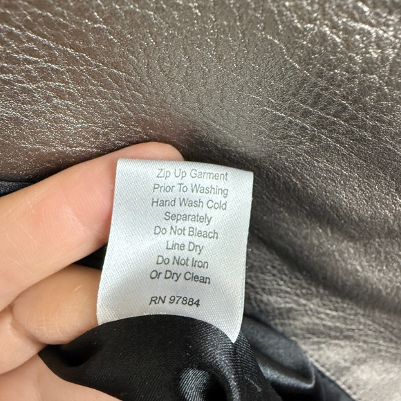 Tart Collection Moto Jacket Gray Vegan Leather Size Medium Double Breasted - Picture 11 of 12